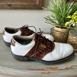 FootJoy Men's White and Brown Golf Shoes